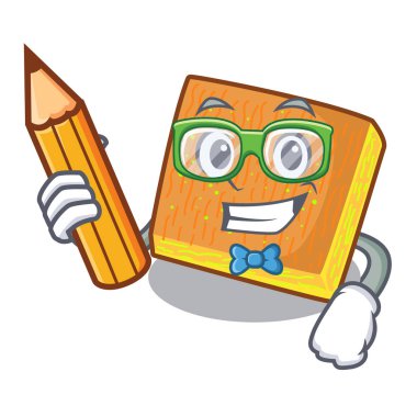 Öğrenci kunafa karikatür bir ahşap masa vektör çizim