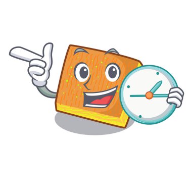 Bir ahşap masa vektör çizim ile saat kunafa karikatür