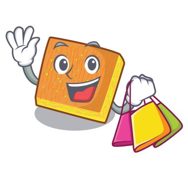 Bir ahşap masa vektör çizim üzerinde alışveriş kunafa çizgi film