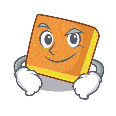 Bir ahşap masa vektör çizim üzerinde Smirking kunafa çizgi film