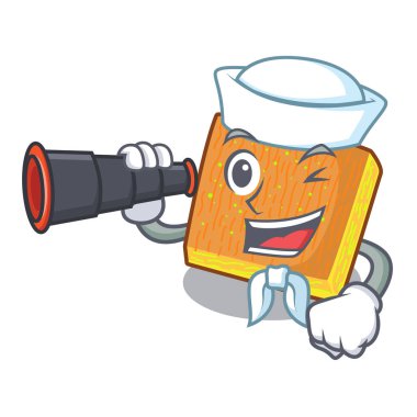 Denizci ile dürbün kunafa fırında karakter kurulu vektör çizim üzerinde