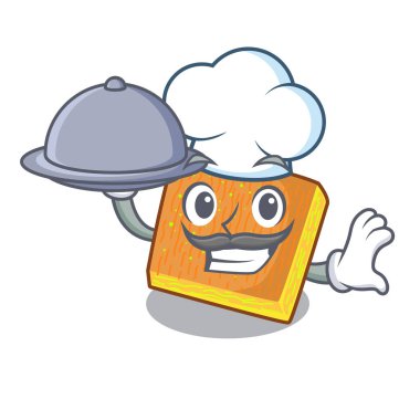 Şef gıda kunafa ile fırında karakter kurulu vektör çizim üzerinde