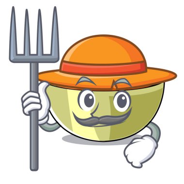 Çiftçi mercimek çorbası bir maskot kase vektör çizim içinde