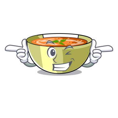 Çizgi film mercimek çorbası hizmet vektör illustrtion için hazır wink
