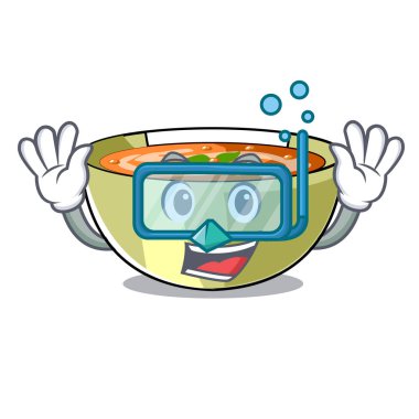 Dalış karikatür mercimek çorbası hazır vektör illustrtion hizmet