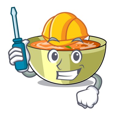 Bir çizgi film plaka vektör halat üzerinde Otomotiv mercimek çorbası