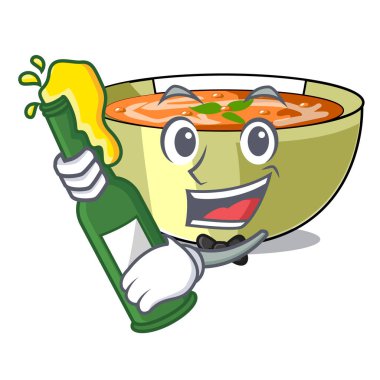 Bira mercimek çorbası ile bir çizgi film plaka vektör halat üzerinde