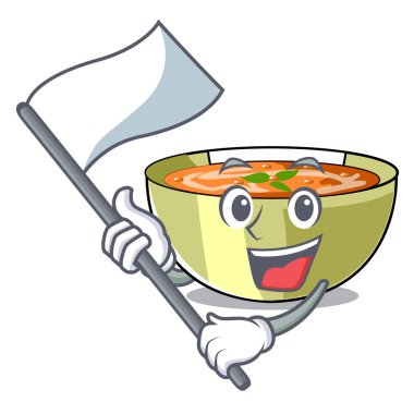 Bir karikatür plaka vektör halat üzerinde bayrak mercimek çorbası