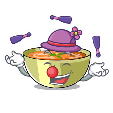 Bir çizgi film plaka vektör halat üzerinde hokkabazlık mercimek çorbası