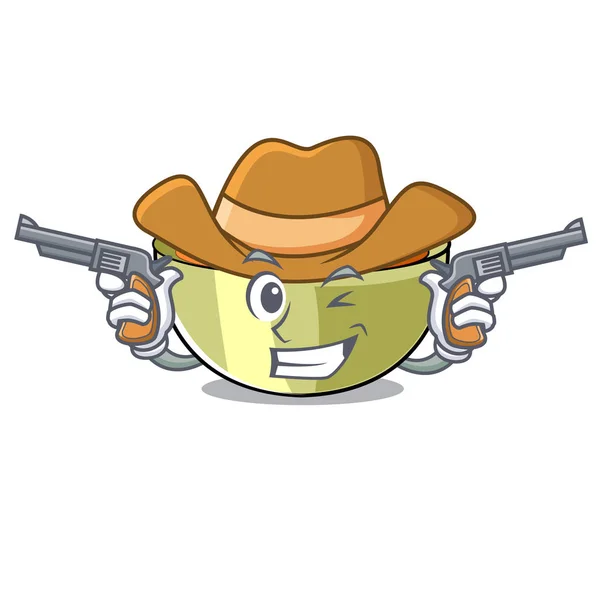 Cowboy Zuppa Lenticchie Una Ciotola Mascotte Vettoriale Illustrazione — Vettoriale Stock
