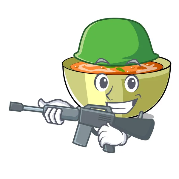 Ejército Sopa Lentejas Tazón Mascota Vector Ilustración — Vector de stock