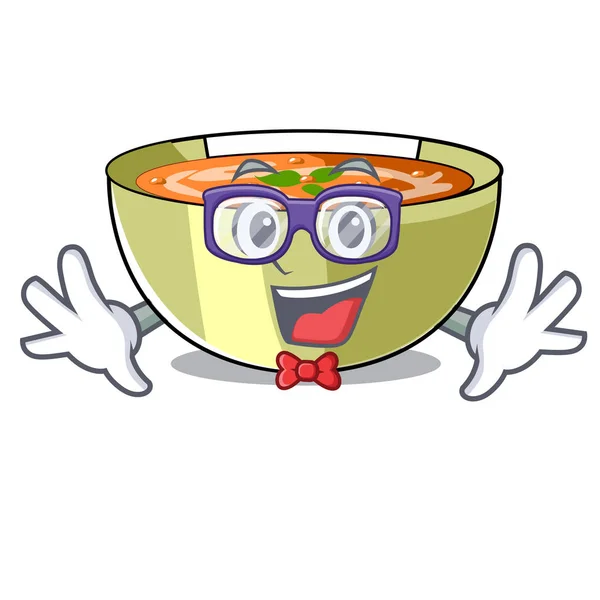 Geek Cartoon Lentil Soup Ready Served Vector Illustrtion - Stok Vektor