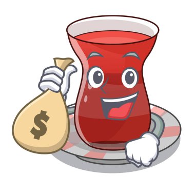 Para çantası trukish çay ile çizgi film form vektör çizim