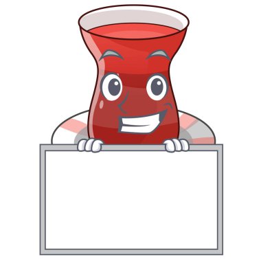 Çizgi film form vektör çizim kurulu trukish çay ile sırıtarak