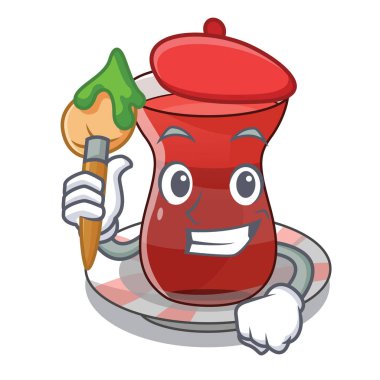 Sanatçı trukish çay çizgi film form vektör çizim