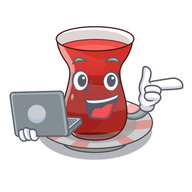 Çizgi film form vektör çizim ile dizüstü trukish çay