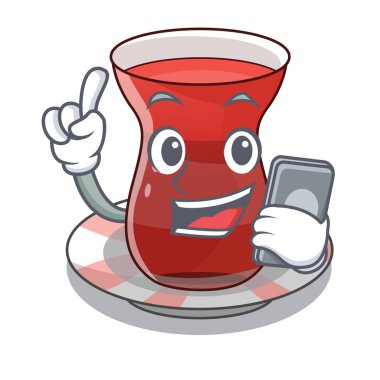 Çizgi film form vektör çizim ile telefon trukish çay