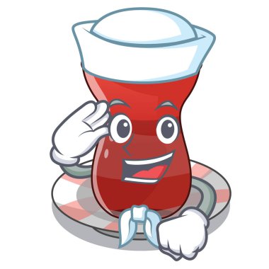 Denizci trukish çay çizgi film form vektör çizim