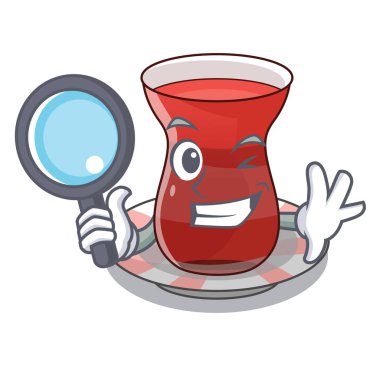 Bir çizgi film cam vektör çizim Dedektif Türk çayı