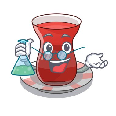 Bir çizgi film cam vektör çizim Profesör Türk çayı