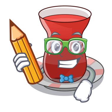 Bir çizgi film cam vektör çizim öğrenci Türk çayı