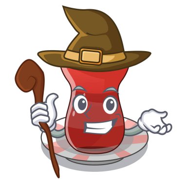 Cadı Türk çay fincan tabağı karakter vektör çizim