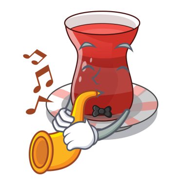 İle trompet uçan daire karakter vektör çizim Türk çayı