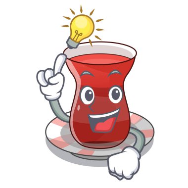 Bir fikir çay var üzerinde Türk maskot vektör çizim ile