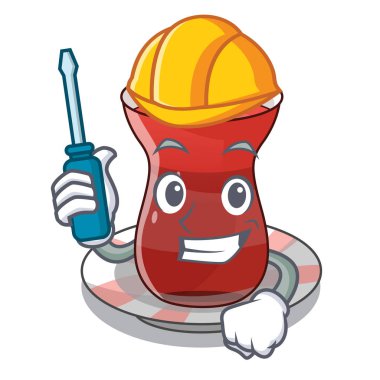 Otomotiv çay üzerinde Türk maskot vektör çizim ile