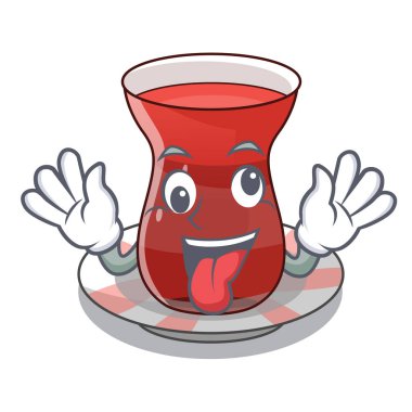 Çılgın çay üzerinde Türk maskot vektör çizim ile