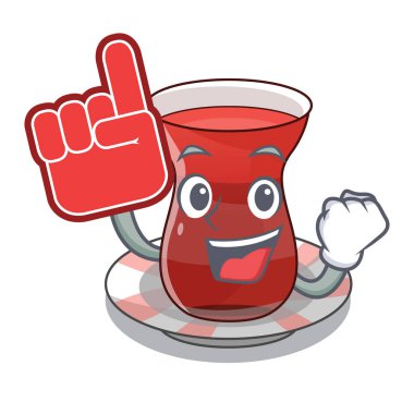 Köpük parmak çay üzerinde Türk maskot vektör çizim ile