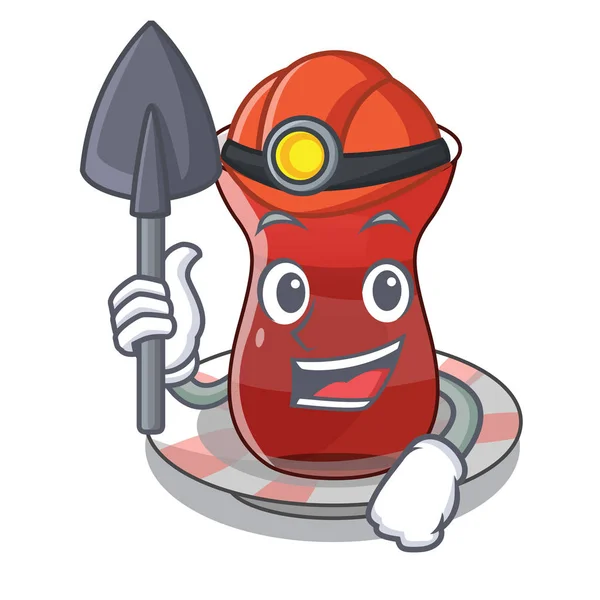 Miner Turkish Tea Saucer Characters Vector Illustration — Stock Vector