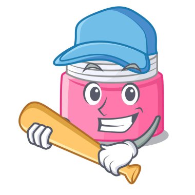 Ahşap çizgi film tablo vektör çizim üzerinde iskambil beyzbol yüz kremi