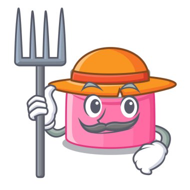 Farmer face cream on wooden cartoon table vector illustration