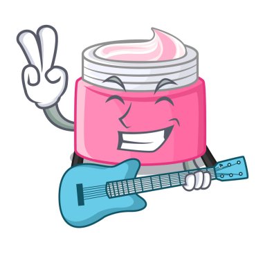 Maskot vektör çizim ile gitar yüz kremi ile izole