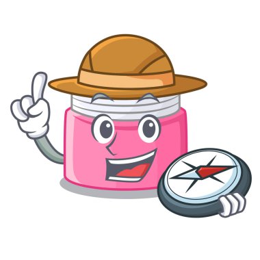 Explorer yüz kremi maskot vektör illüstrasyon ile izole
