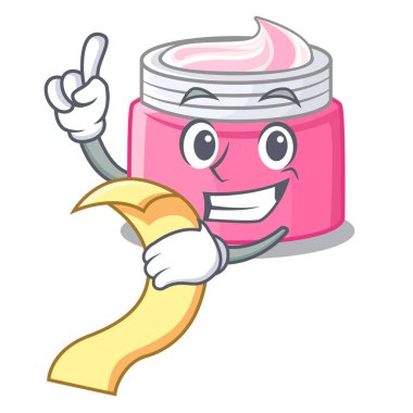 Menü yüz kremi maskot vektör çizim ile izole