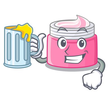 Maskot vektör çizim ile suyu yüz kremi ile izole