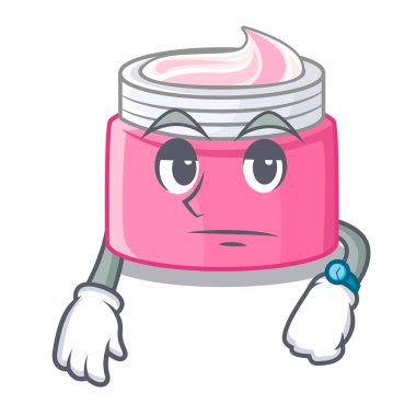 Waiting face cream in a cartoon jar vector illustration