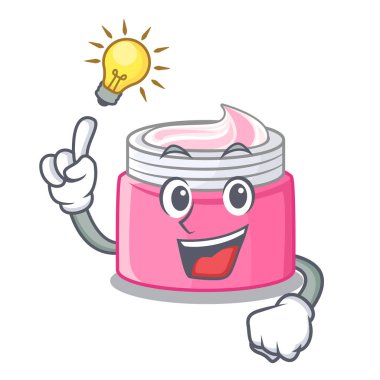 Have an idea face cream in a cartoon jar vector illustration
