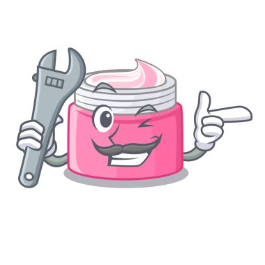 Bir çizgi film kavanoz vektör çizim mekanik yüz kremi