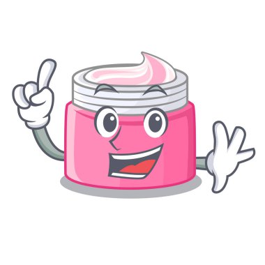 Parmak yüz kremi bir karikatür kavanoz vektör çizim içinde