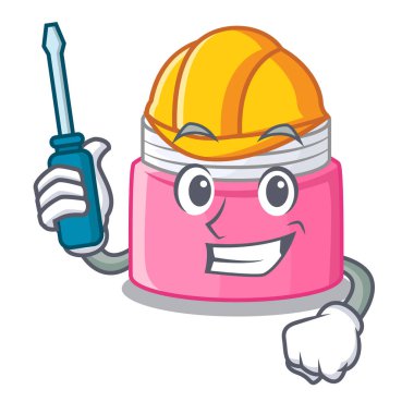 Bir çizgi film kavanoz vektör çizim Otomotiv yüz kremi