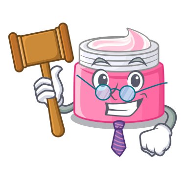 Yargıç yüz kremi bir karikatür kavanoz vektör çizim içinde