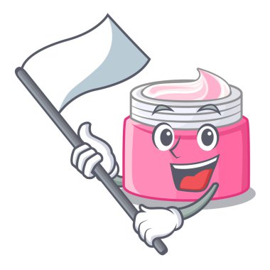 Bayrak yüz kremi bir karikatür kavanoz vektör çizim ile