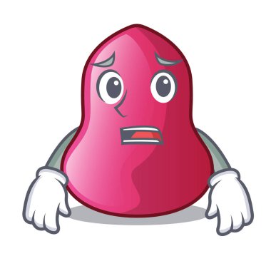 Afraid character sponge in the makeuop table vector ilustration