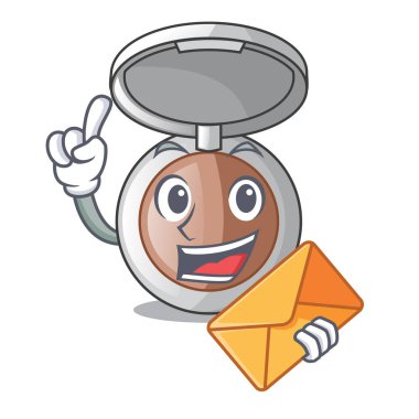 Maskot vektör illustrartion izole zarf toz makyaj ile