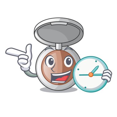 Maskot vektör illustrartion izole saat toz makyaj ile