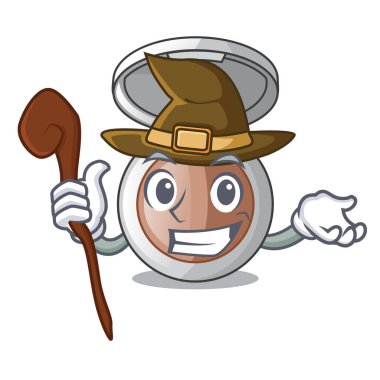 Cadı çizgi film toz yukarıda tuvalet masası vektör çizim