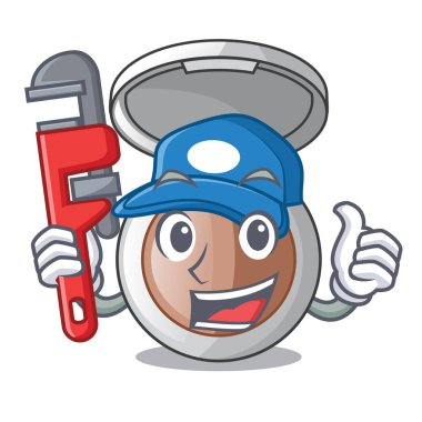 Tesisatçı makyaj toz ahşap karikatür tablo vektör çizim üzerinde